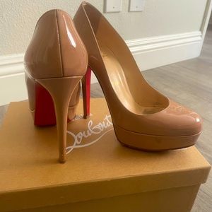 Bianca louboutins. Nude, size 38.5. Patent calf